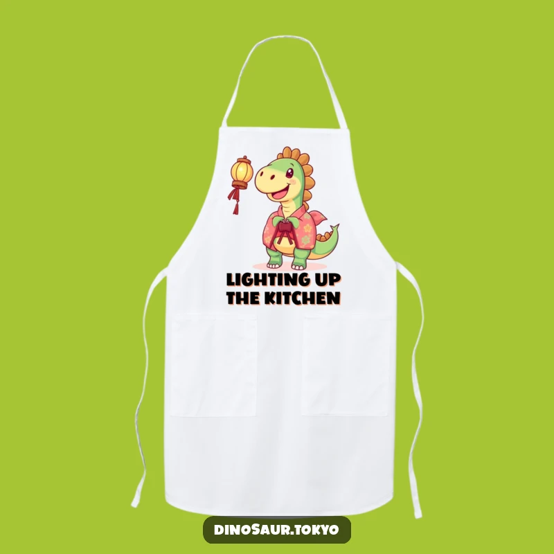 Funny Joyful Dinosaur Lantern Apron: Cook with Light and Prehistoric Cheer