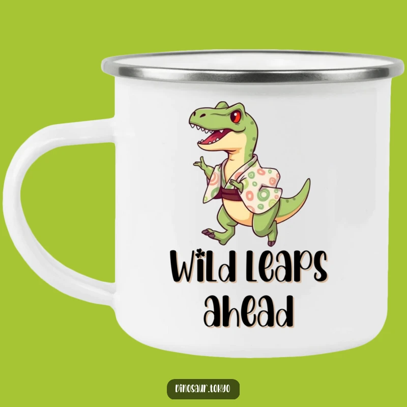 Funny Velociraptor Kimono Camping Mug - Durable Dino Drinkware for Adventures