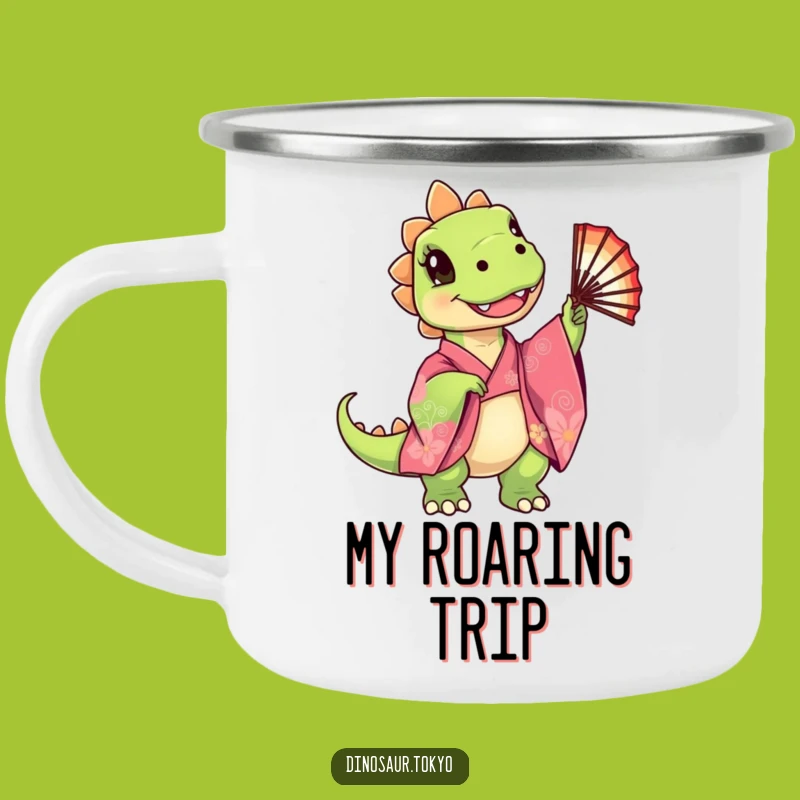 Funny Dino Kimono Camping Mug: Durable Cute Design, Adventurous Funny Gift