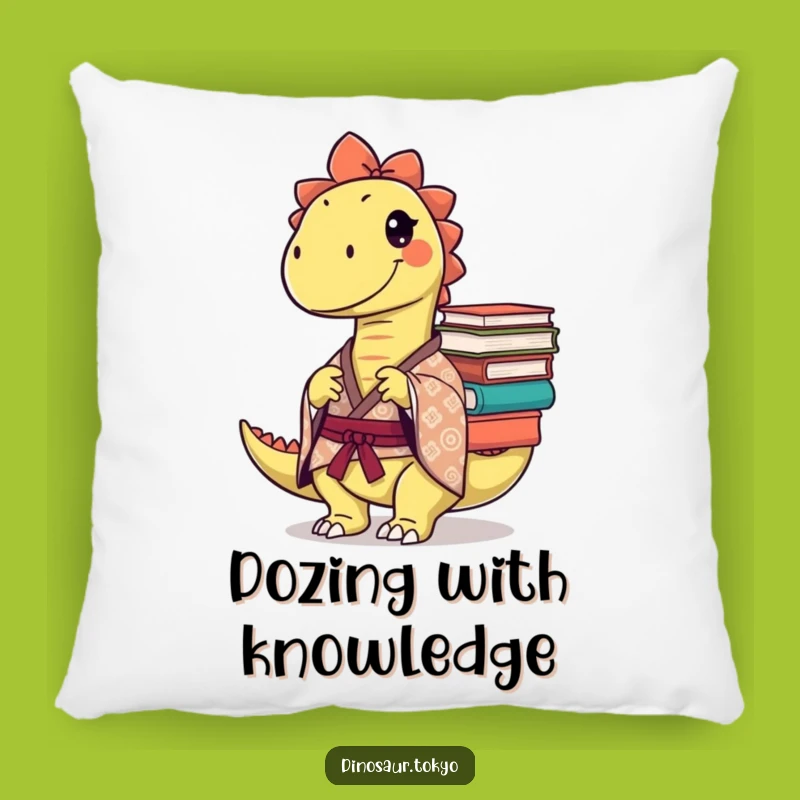 Funny Mischievous Dino Book Pillow: Cozy Comfort for the Clever Mind