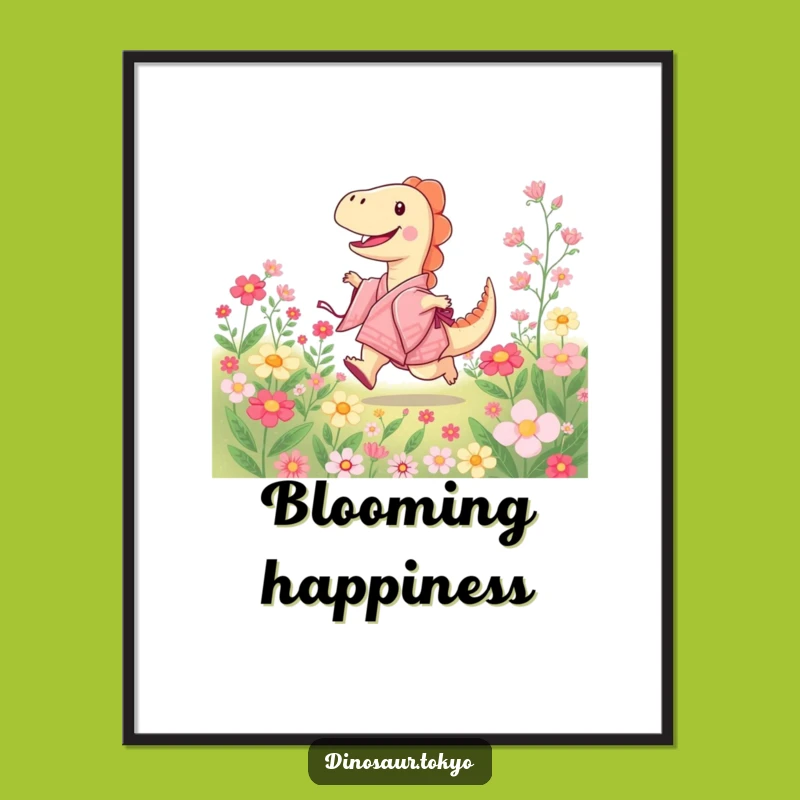 Funny Dino Kimono Digital Print: Joyful Dancer - Instant Funny Gift