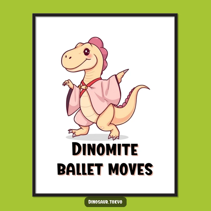Funny Dancing Dinosaur Kimono Digital Print: Elegant Humorous Art for Your Walls