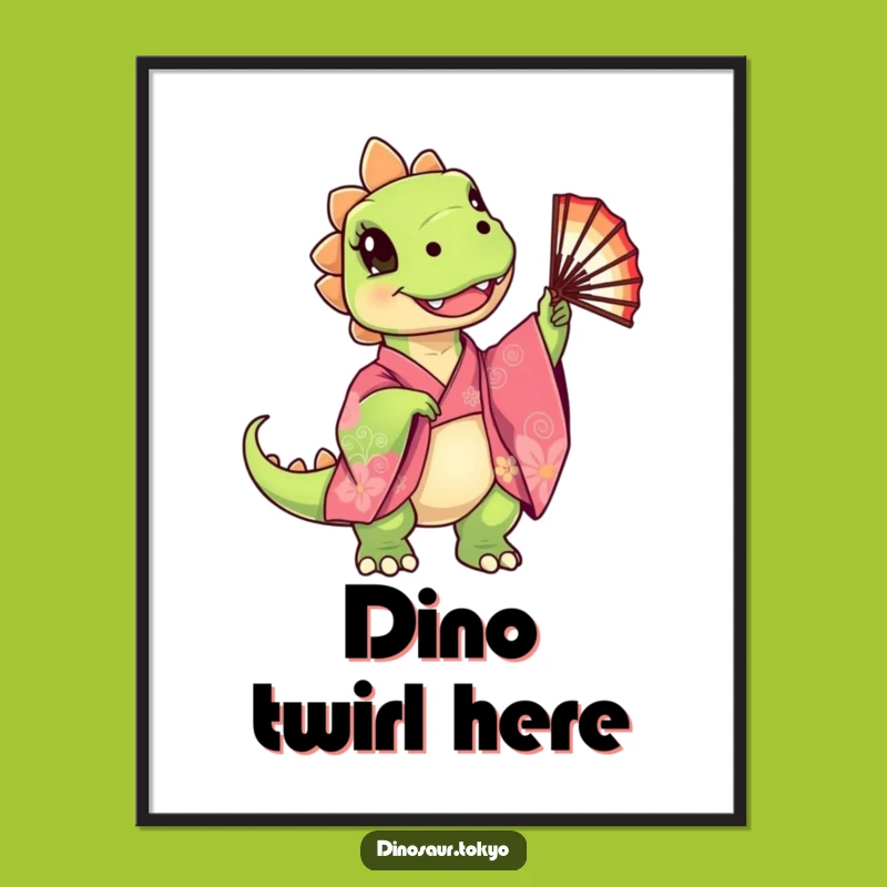 Funny Dino Kimono Digital Art: Printable Cute Decor, Instant Funny Gift