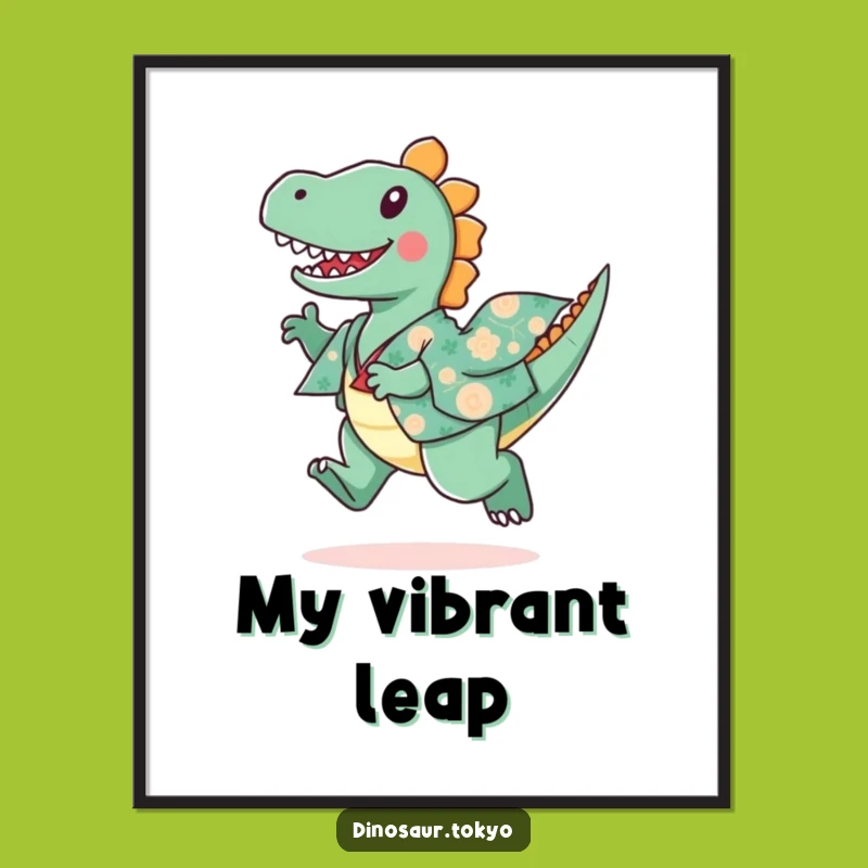 Funny Dinosaur Kimono Digital Art, Playful Dino, Instant Whimsical Decor Gift