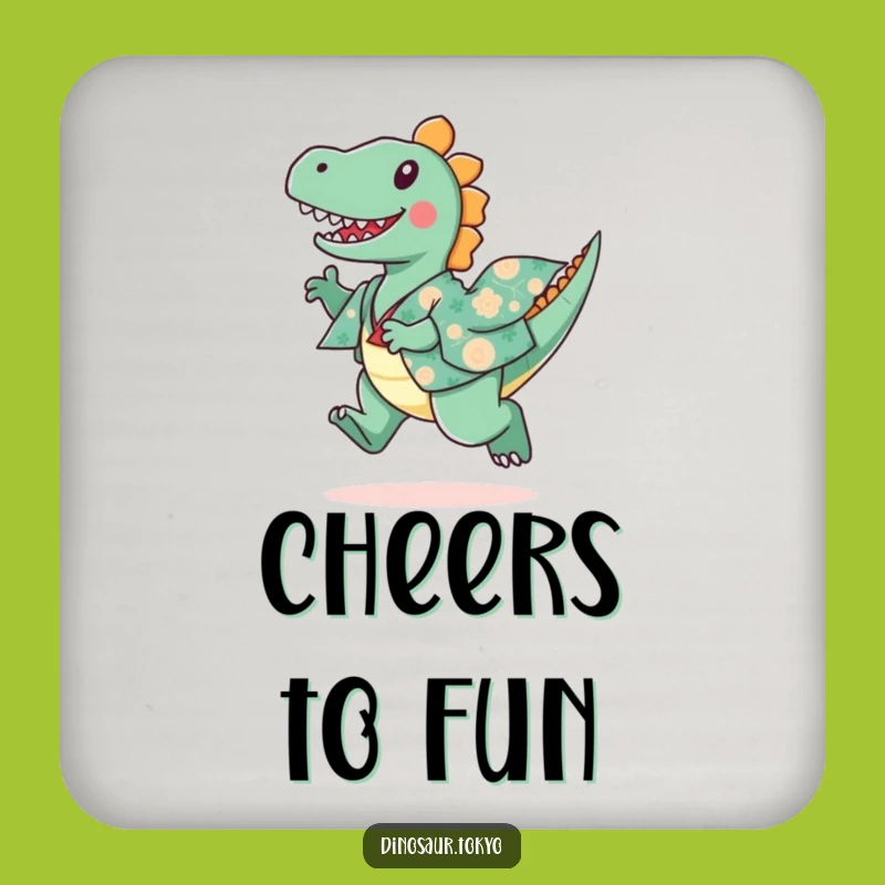 Funny Dinosaur Kimono Coaster Set, Playful Dino Art, Tabletop Whimsy Gift