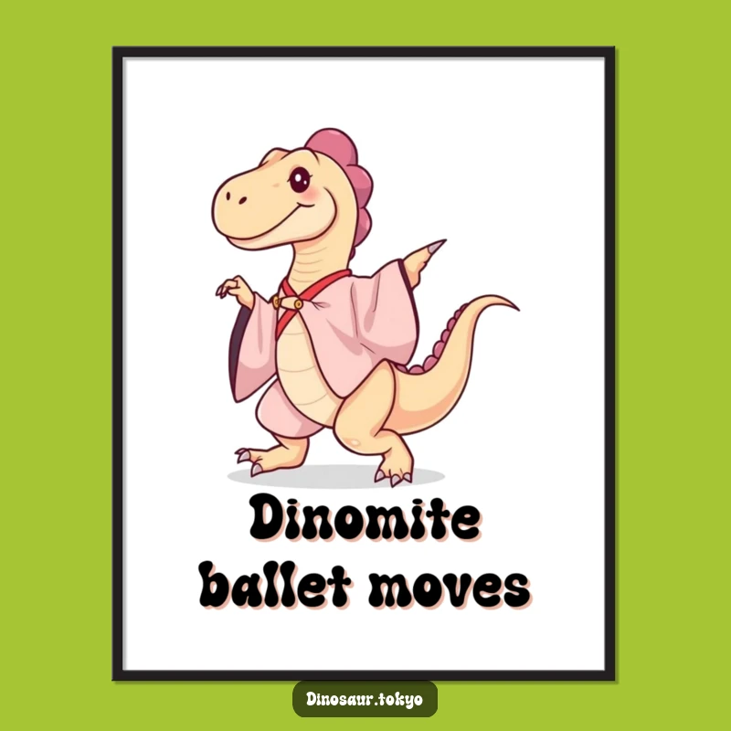 Funny Dancing Dinosaur Kimono Poster: Elegant Art for a Humorous Home Decor