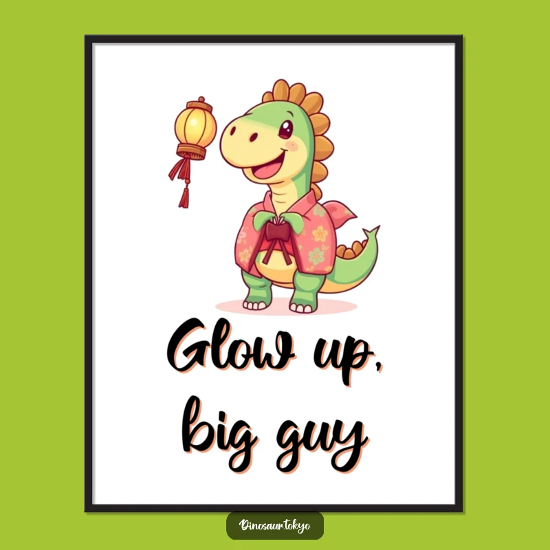 Funny Joyful Dinosaur Lantern Poster: Bring Light and Humor to Your Walls
