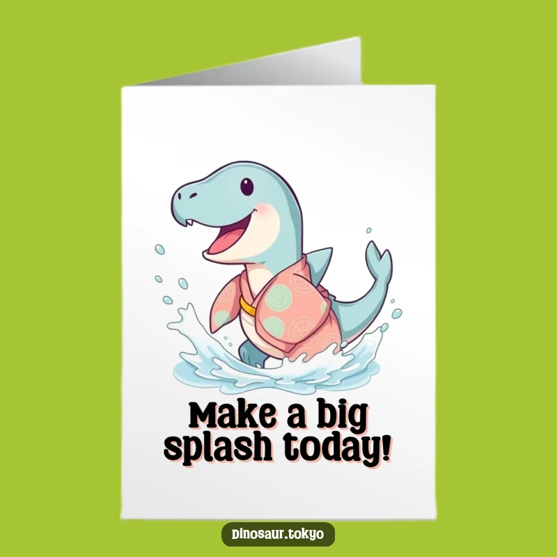 Free Printable Birthday Card: Splashy Ichthyosaurus Kimono Fun for a Joyful Celebration