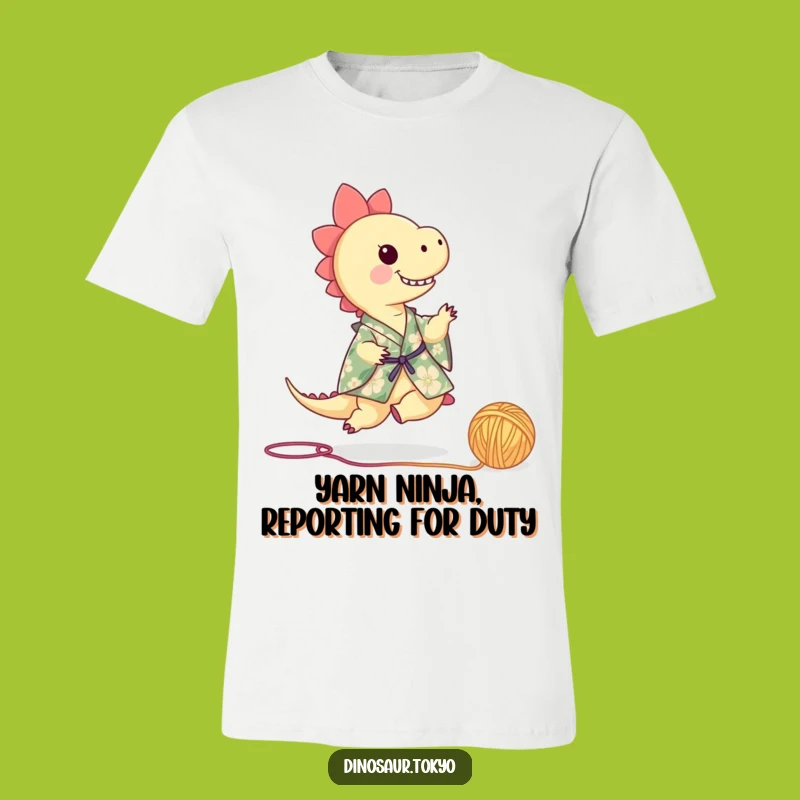 Funny Floral Kimono Dinosaur Shirt: Playful Yarn Kicking Tee for Laughs