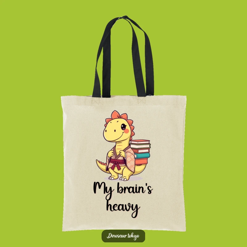 Funny Mischievous Dino Kimono Tote Bag: Carry Your Books with Savvy Humor